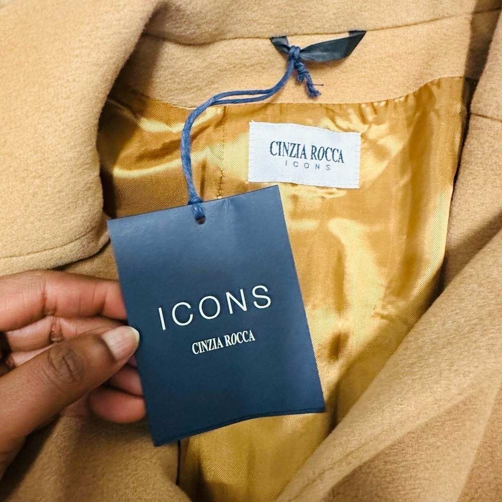 ICONS By Cinzia Rocca Wool Blend Tan Long Coat - Picture 8 of 16